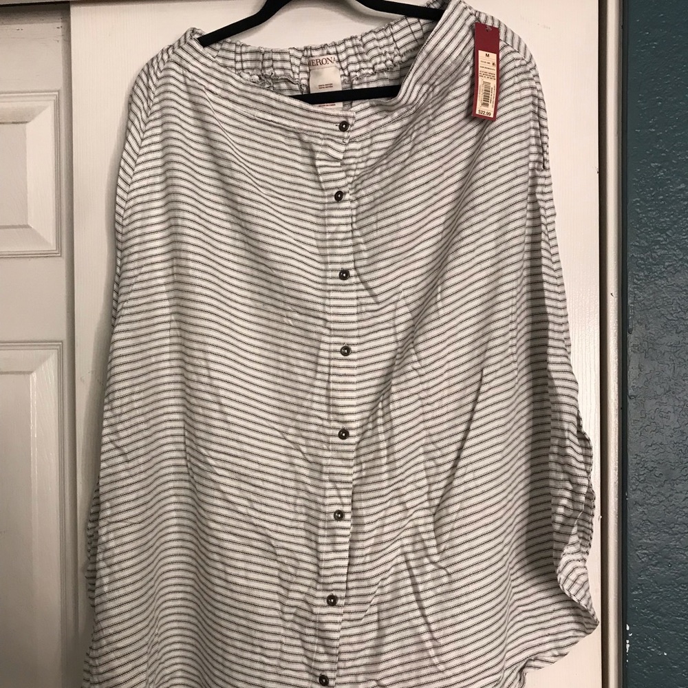 White and Blue striped Skirt